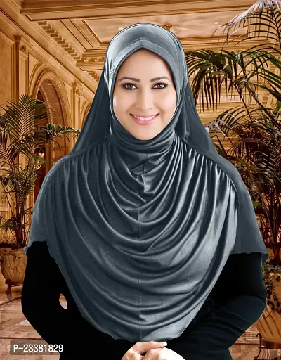Mehar Hijab's Glamour in Modesty Faeezah Frill Hijab Grey XL-thumb0