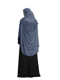 Mehar Hijab's Modest Women's stylish Texture Polycotton Soft feel good fabric Side Slit &Tie Ulema Drip Drop Hijab L (Grey)-thumb2