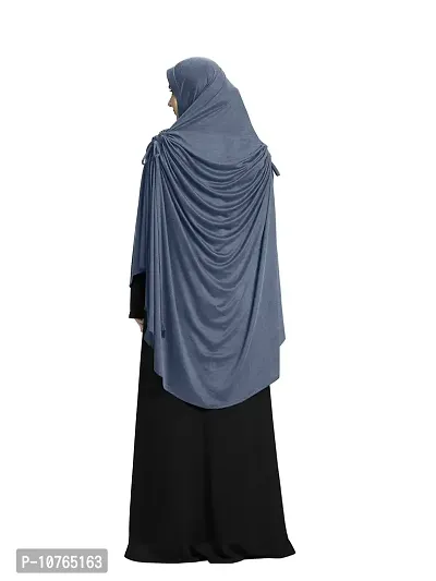 Mehar Hijab's Modest Women's stylish Texture Polycotton Soft feel good fabric Side Slit &Tie Ulema Drip Drop Hijab L (Grey)-thumb3