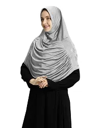 Mehar Hijab's Modest Women's Embellished with Glittering Stone Designs Stylish pleated Polycotton Feel Good Aasimah Hijab (XX-Large, Silver)-thumb2
