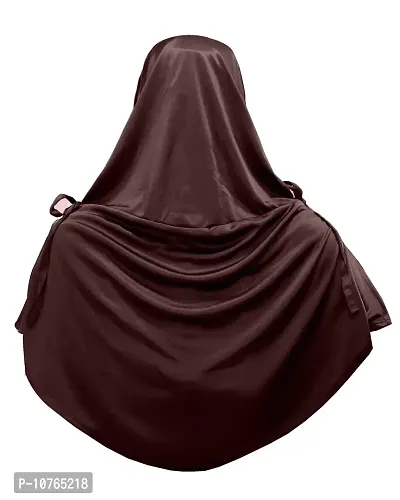 mehar hijab Modest Women's stylish Side Slit &Tie Solid Polycotton Soft feel good fabric Rania Hijab XL (Cocco)-thumb0