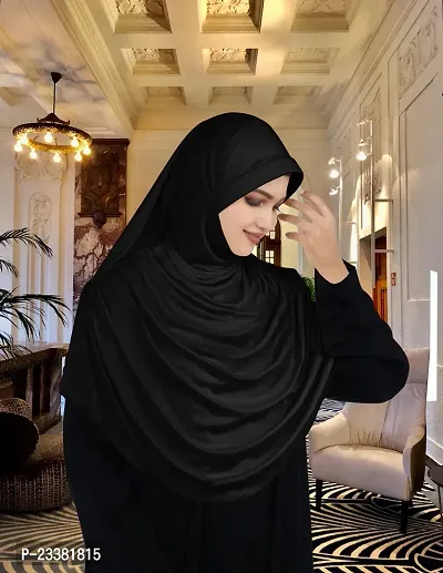 Mehar Hijab's Glamour in Modesty Faeezah Frill Hijab Black XXL-thumb4