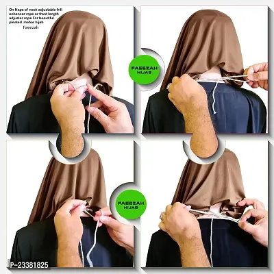 Mehar Hijab's Glamour in Modesty Faeezah Frill Hijab Dark Wheat XXL-thumb3