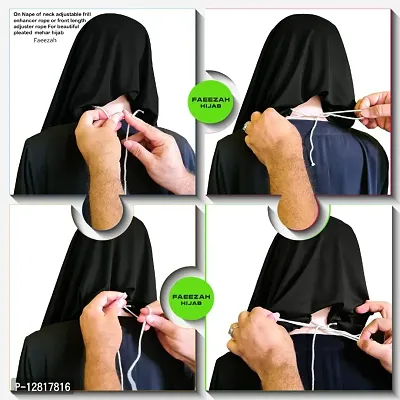 Mehar Hijabs Modest Womens Frilled Stylish Solid Polycotton Feel Good Fabric  FAEEZAH Hijab Black XL-thumb2