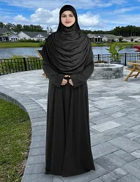 Mehar Hijabs Modest Womens Frilled Stylish Solid Polycotton Feel Good Fabric  FAEEZAH Hijab Black XL-thumb3
