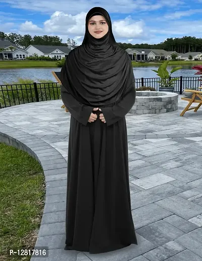 Mehar Hijabs Modest Womens Frilled Stylish Solid Polycotton Feel Good Fabric  FAEEZAH Hijab Black XL-thumb4