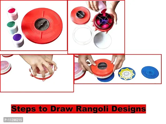 Generic Rangoli Tool kit for Making Unique and Beautiful Rangoli Designs-1 Rangoli Magic Stamp, 4 Rangoli Stencils (4""), 5 Rangoli Colour Bottles, 2 Rangoli Fillers-thumb5