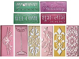 Generic Rangoli Tool kit-1Pack of Rangoli Color Powder/Kolam Powder Bottles for Floor Rangoli Navratri Pongal Pooja Mandir, 2Rangoli Pen, 2Rangoli Fillers, 1Rangeela patta, 1Galicha Patta, 12Rangoli Stencils-thumb3