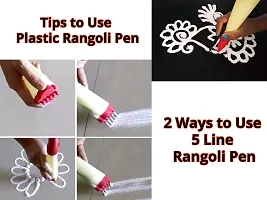 Artonezt Rangoli Making Tools Kit: 5 Squeeze Rangoli Colour Powder, 2 Plastic Rangoli Fillers, 2 Rangoli Outliner Pen, 1 Stamp Filler for Navratri Pongal Diwali Pooja Mandir Floor Decoration-thumb4