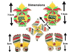 Artonezt Self-Adhesive Decorative Acrylic Navratri Diwali Shubh Labh, Swastik, Laxmi Paduka Charan Stickers and Kalash Rangoli Floor Stickers for Home Door Wall Entrance Stickers-thumb3