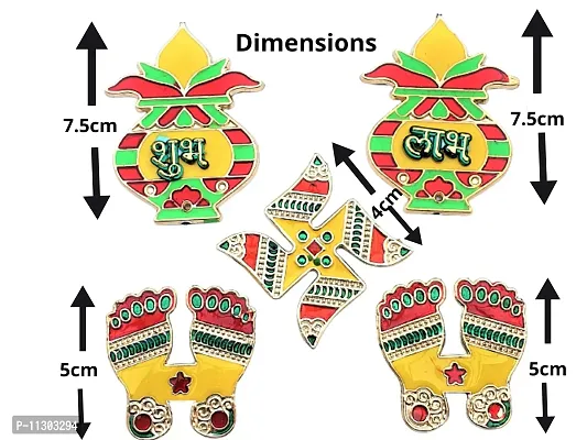 Artonezt Self-Adhesive Decorative Acrylic Navratri Diwali Shubh Labh, Swastik, Laxmi Paduka Charan Stickers and Kalash Rangoli Floor Stickers for Home Door Wall Entrance Stickers-thumb4