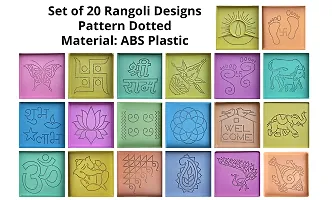 Artonezt Ready to Draw ABS Plastic Beautiful Dotted Rangoli Making Stencils for Navratri Pongal Diwali Pooja Mandir Floor Decoration Art & Craft Set of 20 DIY Kolam Rangoli Stencils-thumb1