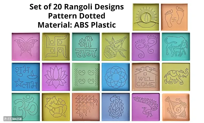 Artonezt Ready to Draw ABS Plastic Beautiful Dotted Rangoli Making Stencils for Navratri Pongal Diwali Pooja Mandir Floor Decoration Art & Craft Set of 20 DIY Kolam Rangoli Stencils-thumb2