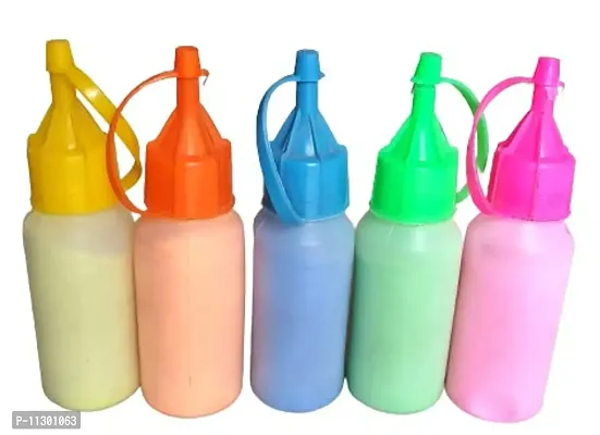 Generic Rangoli Tool kit - Pack of 5 Rangoli Color Powder/Kolam Powder Bottles in Special Squeeze Bottles + 8 Plastic Rangoli Stencils (Size: 6X6 inches) + 1Rangoli Outliner Pen + 2 Rangoli Fillers-thumb3
