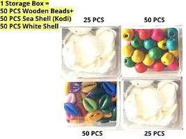 Artonezt Multipurpose Small Plastic Partition Box + Multicolored Wooden Beads + Stoneware Sea Shells Kodi/ Kauri/ Cowry for Macram?, Jewelry Making DIY Art and Crafts-thumb1