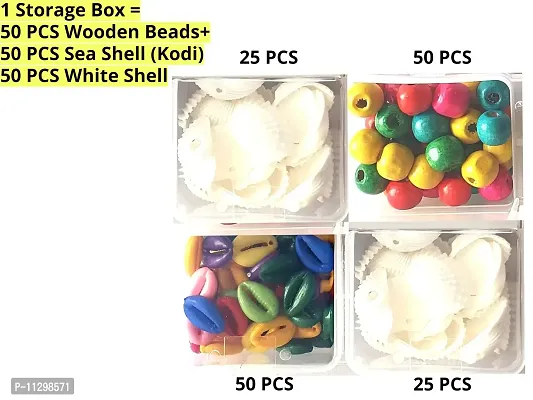 Artonezt Multipurpose Small Plastic Partition Box + Multicolored Wooden Beads + Stoneware Sea Shells Kodi/ Kauri/ Cowry for Macram?, Jewelry Making DIY Art and Crafts-thumb2