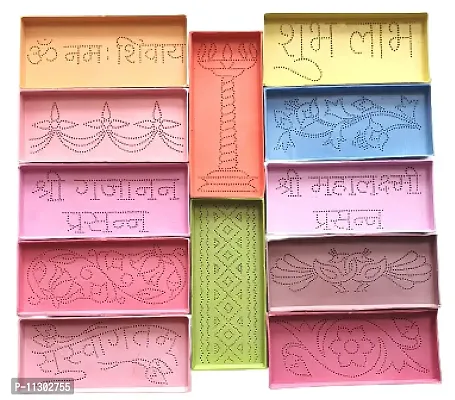 Generic Rangoli Tool kit-Set of 24 Rangoli Making Stencils Rangoli Stencils for Floor Decoration Pongal Navratri Pooja Mandir, 2 Rangoli Fillers, 1 Rangoli Outliner Pen-thumb2