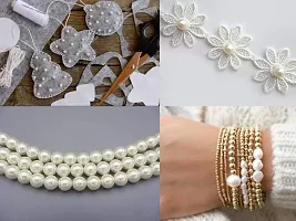 Artonezt 100 Pcs White Moti + 100 Pcs Golden Beads Craft Pearl Beads for Jewellery Making Necklace Bracelet Earring Making Beads Art and Crafts Work Embroidery Work DIY Kit-thumb3