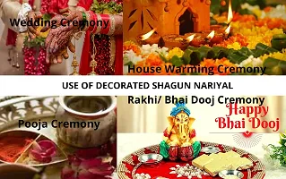 Artonezt Handmade Ganeshji Decorated Coconut Shagun Nariyal with Stand for Pooja, Wedding, Gift & Festive-thumb3