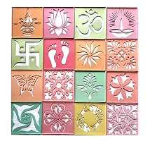 Ready to Draw Rangoli Making Stencils, Rangoli Plastic Stencils for Floor Decoration (4x4 inches in Size- Set of 16 Rangoli Stencils) and (3x7 inches in Size- Set of 10 Rangoli Stencils)-thumb1