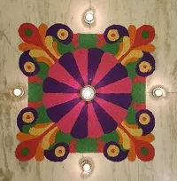 Artonezt Diwali Floor Decoration Kit: 12 Burada Wood Saw Dust Rangoli Colour Pack + 12 (3D) Reflection Shadow Diya for Navratri Pongal Pooja Mandir Floor Decoration Home D?cor Deepawali Lighting Panti-thumb3