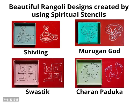 Artonezt Rangoli Tool Kit: Spiritual DIY Kolam Rangoli Stencils and Accessories for Navratri Pongal Diwali Pooja Mandir Floor Decoration Art & Craft (Pack of 10)-thumb2