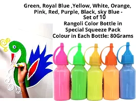 Artonezt Rangoli Tool Kit: 16 Ready to Draw DIY Kolam Rangoli Making Stencils and 10 Rangoli Colour Bottles for Navratri Pongal Diwali Pooja Mandir Floor Decoration Art & Craft-thumb4