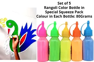 Artonezt Ready to Draw Rangoli Making Stencils for Navratri Pongal Diwali Pooja Mandir Floor Decoration Set of 28 DIY Kolam Rangoli Stencils+2 Fillers + 5 Plastic Squeeze Rangoli Powder Color Bottle-thumb1