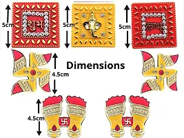 Artonezt Self-Adhesive Decorative Acrylic Navratri Diwali Shubh Labh, Ganeshji, Swastik, Laxmi Paduka Charan Stickers and Kalash Rangoli Floor Stickers for Home Door Wall Entrance Stickers-thumb3