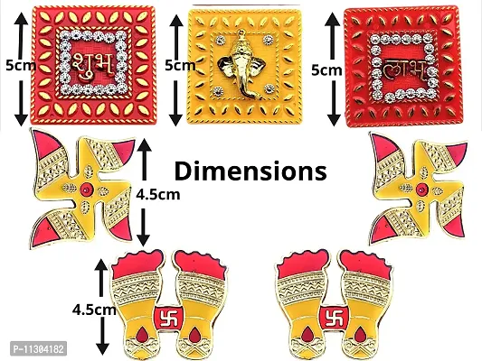 Artonezt Self-Adhesive Decorative Acrylic Navratri Diwali Shubh Labh, Ganeshji, Swastik, Laxmi Paduka Charan Stickers and Kalash Rangoli Floor Stickers for Home Door Wall Entrance Stickers-thumb4