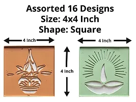 Artonezt Ready to Draw Rangoli Making Stencils for Navratri Pongal Diwali Pooja Mandir Floor Decoration (Size 4x4 inches) + (Size 3x7 inches) + (Size 3x3 inches) - Set of 28 DIY Rangoli Stencils-thumb1