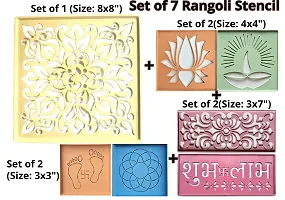 Artonezt Ready to Draw Plastic Rangoli Making Stencils for Navratri Pongal Diwali Pooja Mandir Floor Decoration Art & Craft Set of 7 DIY Kolam Rangoli Stencils-thumb1