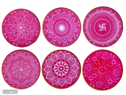 Ready to use Plastic Rangoli Stencils for Making Unique and Beautiful Rangoli Designs-Set of 6 Assorted Rangoli Stencils-Round Jali (Size:12 inches-Random Designs)