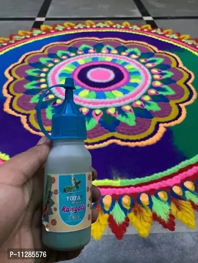 TOTA Rangoli Colour Powder Bottles Kolam Rangoli Powder for Floor Rangoli, Art,Home Decor, Pooja Set of 10 Rangoli Colors in Plastic Squeeze Bottles - 800 Gm, Multicolour-thumb4