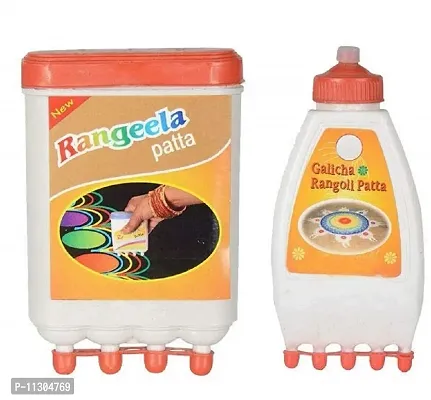 Generic Rangoli Tool kit-1Pack of Rangoli Color Powder/Kolam Powder Bottles for Floor Rangoli Navratri Pongal Pooja Mandir, 2Rangoli Pen, 2Rangoli Fillers, 1Rangeela patta, 1Galicha Patta, 2Rangoli Rollers-thumb4