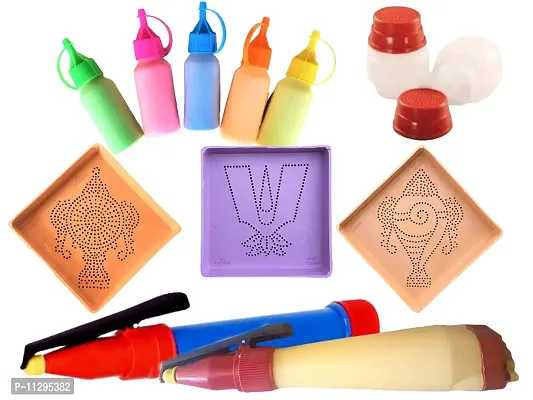 Artonezt Rangoli Tool Kit: Tirupati Balaji South Indian Lord Venkateswara Symbols for Navratri Pongal Diwali Pooja Mandir Floor Decoration Art & Craft DIY Kolam Rangoli Stencils and Accessories