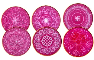 Ready to use Plastic Rangoli Stencils for Making Unique and Beautiful Rangoli Designs-Set of 6 Assorted Rangoli Stencils-Round Jali (Size:12 inches-Random Designs)-thumb1