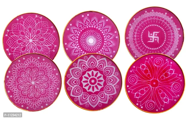 Ready to use Plastic Rangoli Stencils for Making Unique and Beautiful Rangoli Designs-Set of 6 Assorted Rangoli Stencils-Round Jali (Size:12 inches-Random Designs)-thumb2