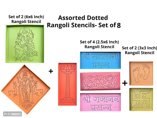 Artonezt Ready to Draw ABS Plastic Dotted Rangoli Making Stencils for Navratri Pongal Diwali Pooja Mandir Floor Decoration Set of 8 DIY Kolam Rangoli Stencils-thumb3