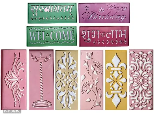 Ready to Draw Rangoli Making Stencils, Rangoli Plastic Stencils for Floor Decoration (4x4 inches in Size- Set of 16 Rangoli Stencils) and (3x7 inches in Size- Set of 10 Rangoli Stencils)-thumb3