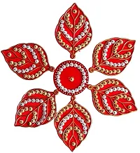 Self Adhesive Decorative Acrylic Diwali Stickers- Laxmi paduka, Shubh Labh, Charan Stickers, Swastik Stickers and Leaf Rangoli Floor Stickers for Home Door Entrance Stickers-thumb1