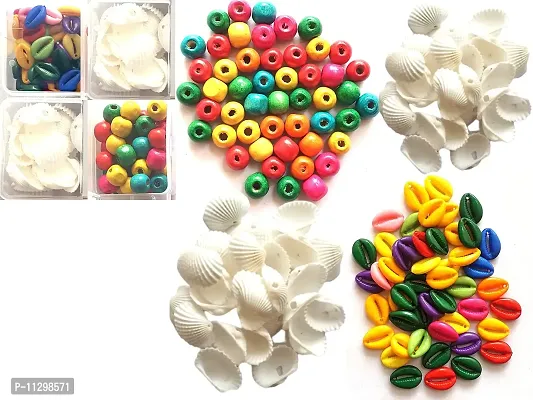 Top Box of plastic and wood beads for crafts