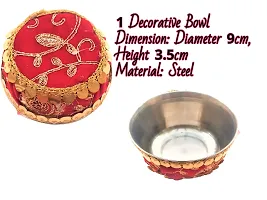 Artonezt Handcrafted Decorated Karwachauth Thali Set (Thali, Kalash, Chalni, Thal Posh, Sindoor Debi, Katori) Puja Thalis for Karwa Chauth Poojan Diwali Navratri Varalakshmi Lakshmi Ganesh Aarti-thumb2