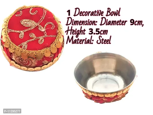 Artonezt Handcrafted Decorated Karwachauth Thali Set (Thali, Kalash, Chalni, Thal Posh, Sindoor Debi, Katori) Puja Thalis for Karwa Chauth Poojan Diwali Navratri Varalakshmi Lakshmi Ganesh Aarti-thumb3