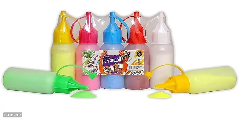 Artonezt Rangoli Tool kit: Pack of Rangoli Color Powder Bottles Kolam Rangoli Powder Bottles for Floor Rangoli Navratri Pongal Pooja Mandir Home Decor-thumb2