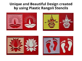 Artonezt Rangoli Tool Kit: 16 Ready to Draw DIY Kolam Rangoli Making Stencils and 10 Rangoli Colour Bottles for Navratri Pongal Diwali Pooja Mandir Floor Decoration Art & Craft-thumb3