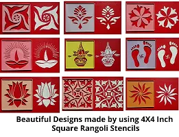 Artonezt Ready to Draw Rangoli Making Stencils for Navratri Pongal Diwali Pooja Mandir Floor Decoration (Size 4x4 inches) + (Size 3x7 inches) + (Size 3x3 inches) - Set of 28 DIY Rangoli Stencils-thumb4