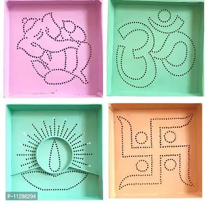 Ready to Use ABS Plastic Unique and Beautiful Rangoli Stencils (Assorted ) - Set of 12-thumb3