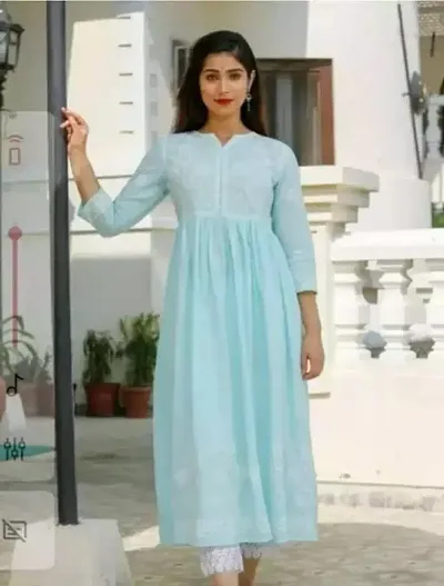 Rayon Anarkali Kurti Full Gown Embroidery With Pant