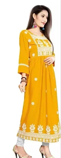 Stylish Rayon Slub Anarkali Embroidered Kurtis